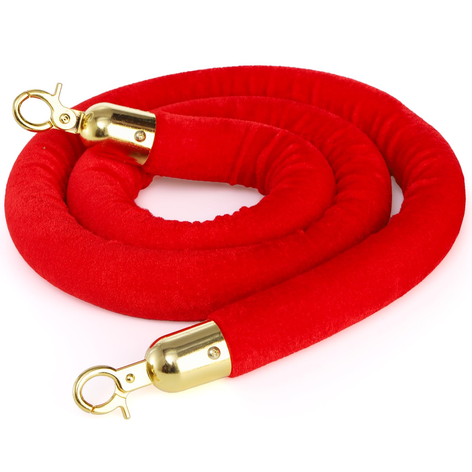 Okllen - Lot de 4 cordes de velours rouge, cordes de contrôle de foule de 1,52 m, barrières de sécurité avec crochets en or poli pour cinéma, file d'attente, grandes ouvertures, célébration
