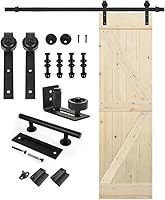 Vista 43 de S&Z TOPHAND 20 pulgadas x 84 pulgadas. Puerta de granero anudada británica sin terminar con kit de herrajes deslizantes de 4 pies/madera