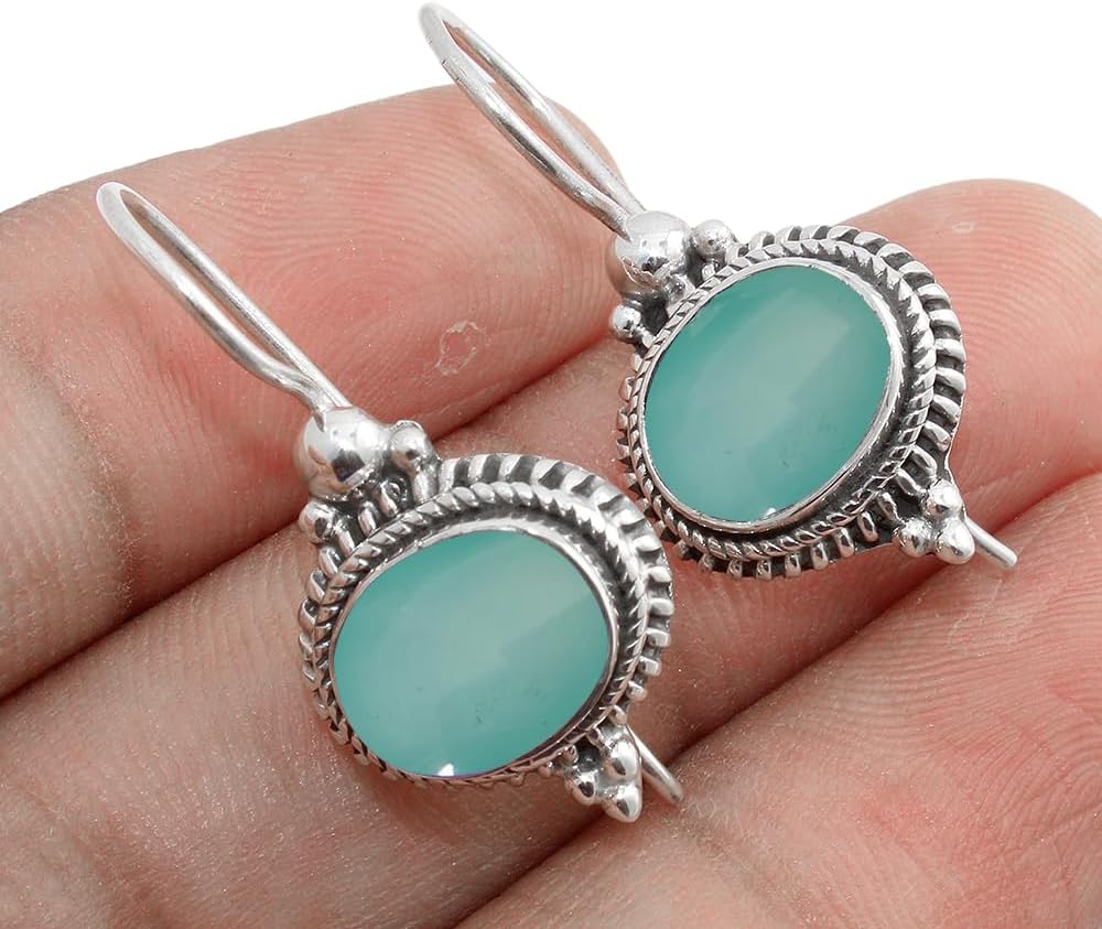 Solid 925 Sterling Silver Dangling Earrings For Womens Natural Gemstone Dangle Drop Earrings Hypoallergenic Dangle Earrings Valentines Day Gift
