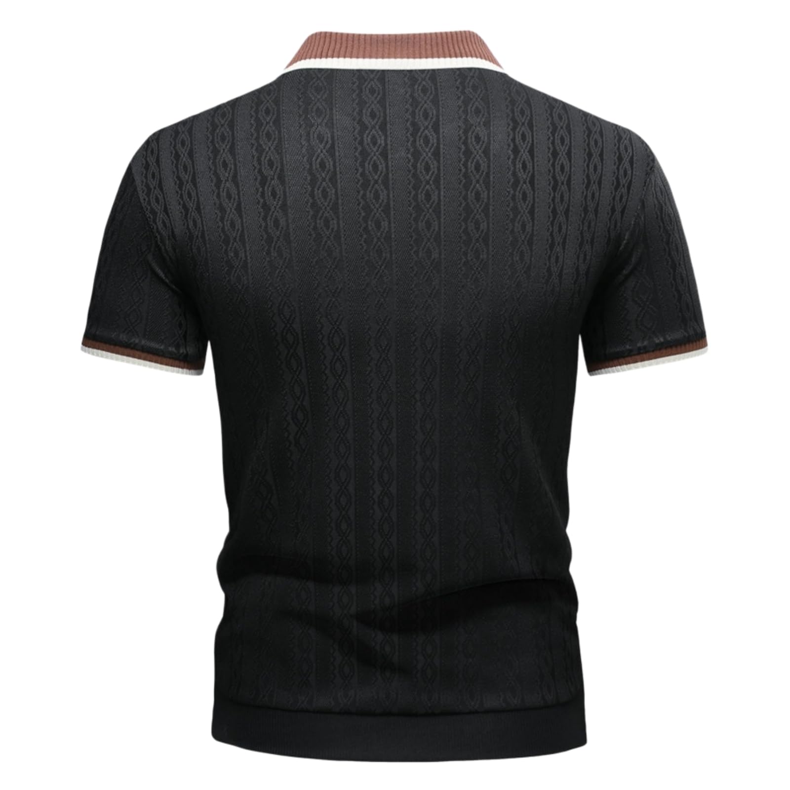 Camicie Uomo Cavo Mezza Zip Camicia, Contrasto Punta Collare Manica Corta Sottile-Khaki-l