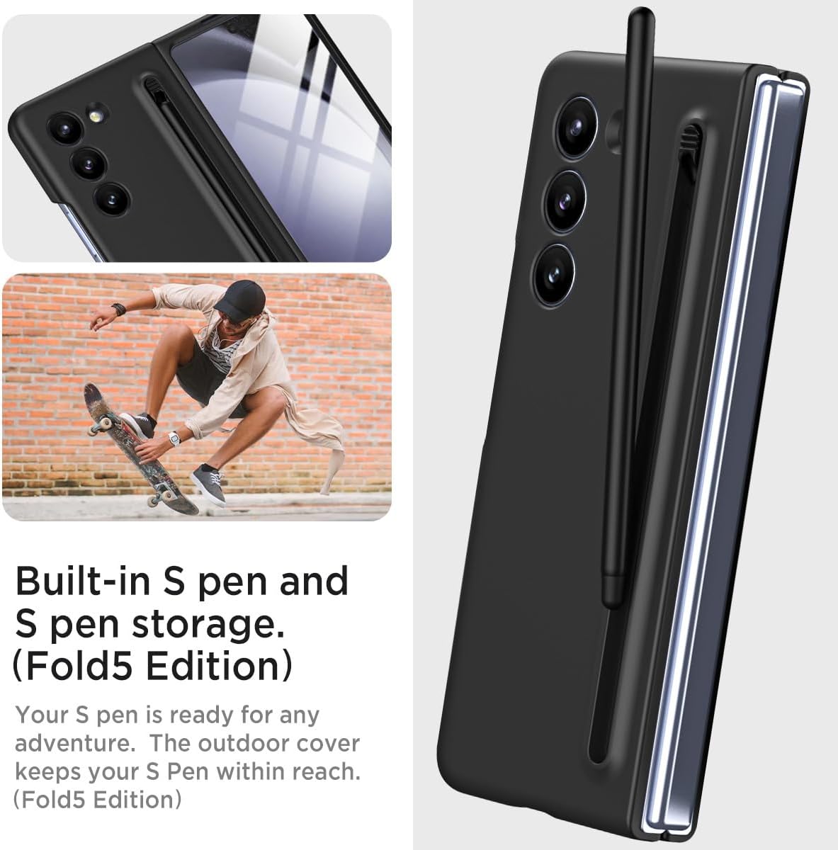 Miimall Case for Galaxy Z Fold6 with S Pen, Ultra-Thin Silky Liquid PC Matte Bumper Phone Case Cover for Samsung Galaxy Z Fold6 5G 2024 Black