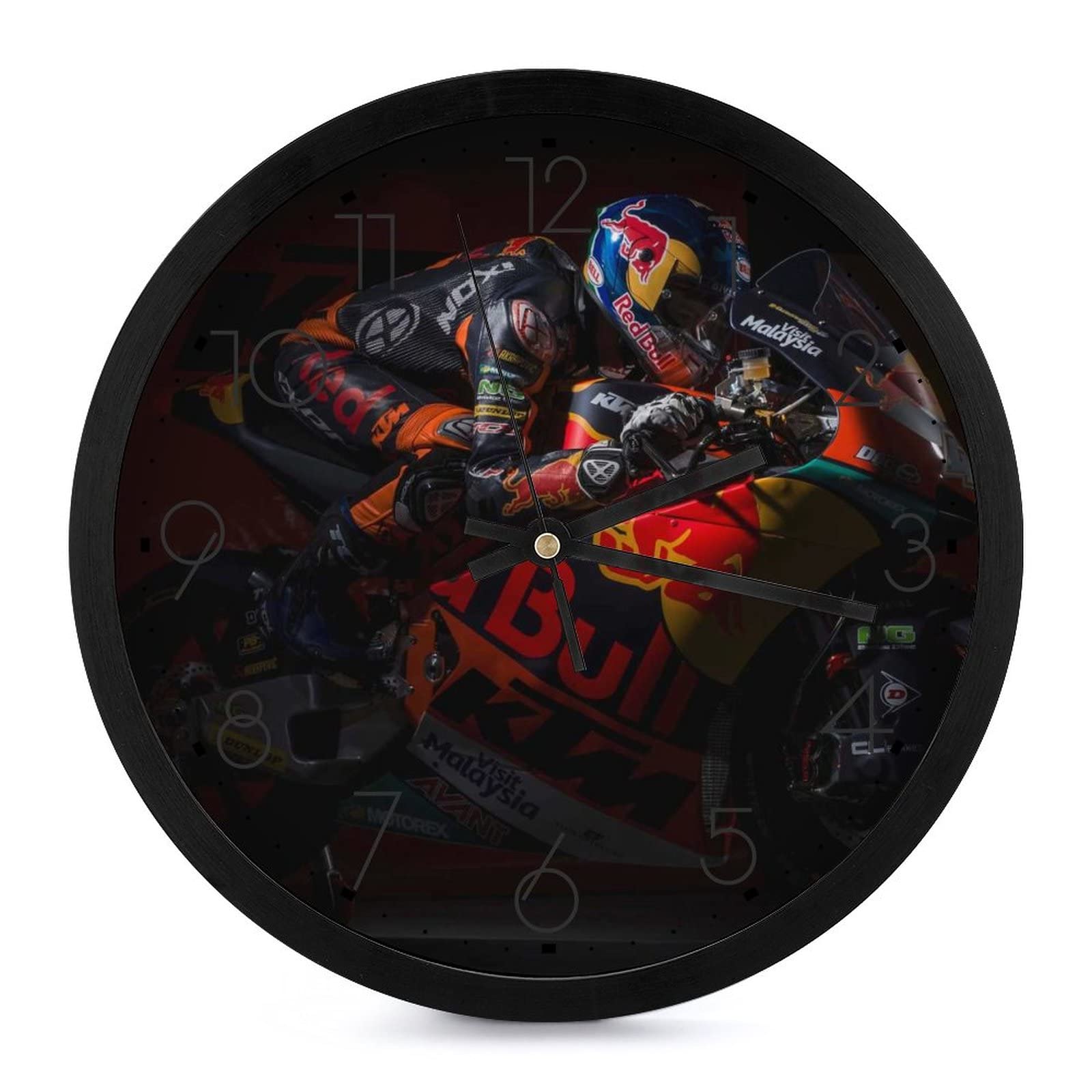Horloge murale moto rouge ronde 25.4 cm grands chiffres