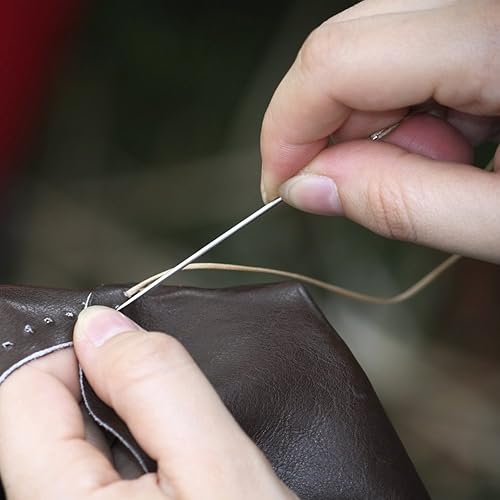 Miniatura 5 de 2pcs 150D 0.031 in Costura de Cuero Artesanía Costura Artesanía Hilo encerado Cuerda Cuerda Cuerda (Negro y Beige)