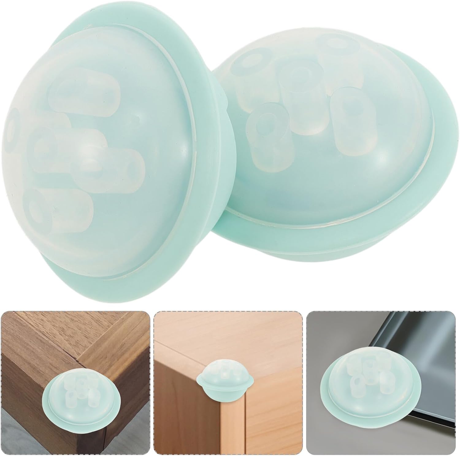 Artibetter 2pcs Blue Silicone Edge Protectors Proof Corner Guards for Furniture Table Cabinet, Soft Corner Bumpers for Safety and Sharp Edge Protection