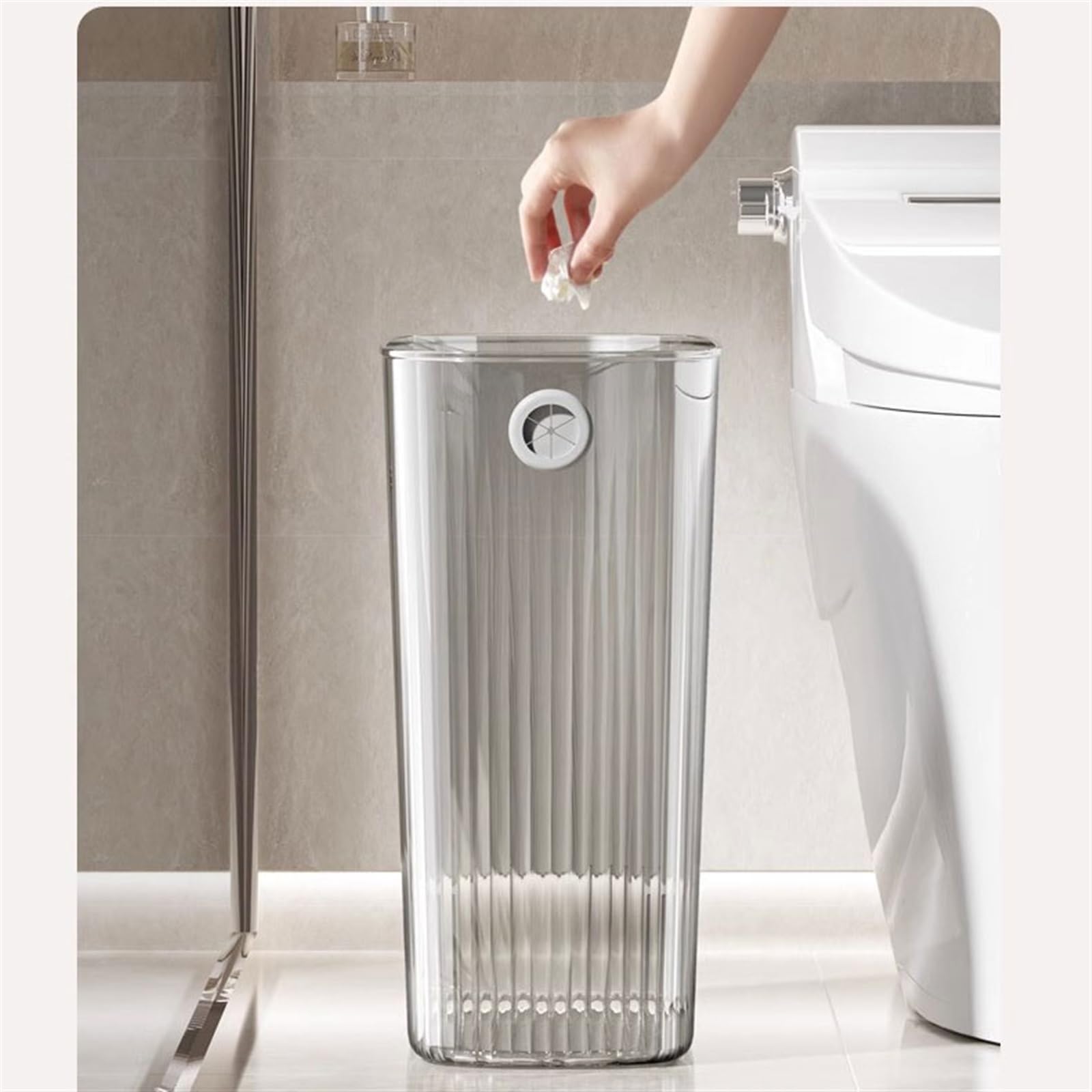 Cestino Pattumiera Domestica Bagno Soggiorno Pattumiera Camera da Letto Cucina Barile di Carta igienica a Fessura Stretta Papeleras para Cocina(Gray)