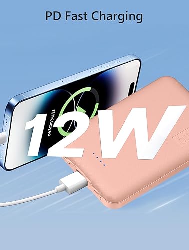 Miniatura 3 de Miady Paquete de 2 mini cargadores portátiles de 5000 mAh, salida USB-C de 5 V 2.4 A, batería de carga rápida, batería de viaje, pequeño banco de