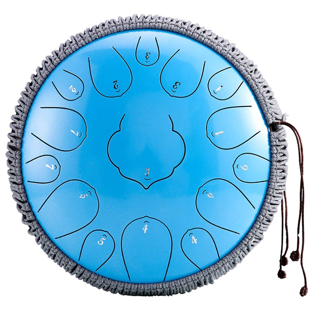 Profesjonalne 12-calowe 15 Notatki Drum Stalowy Drum, D Klucz Kompaktowy Instrument Perkusyjny Z, Torba Podróżna, Książka Muzyczna, Młotki, Palec, Picket (Color : Blue)
