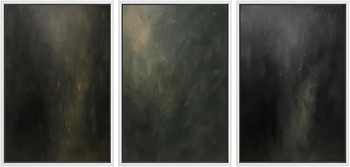 Miniatura 112 de SIGNLEADER Lienzo enmarcado para pared, juego de arte de collage de polígonos retro marrón tostado, ilustraciones con formas abstractas, arte