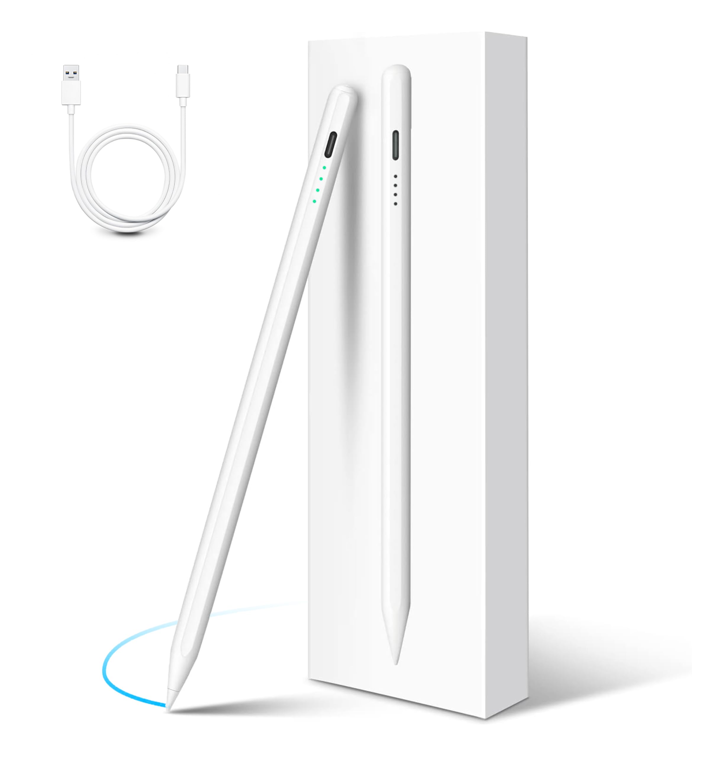 4-Ok Penna per Tablet, Stylus Pencil Compatibile con iPad 10/9/8/7/6, iPad Pro 11"/12.9", Air 3/4/5, Mini 5/6. Penna grafica con rilevazione, inclinazione, rifiuto di palmo e adsorbimento magnetico