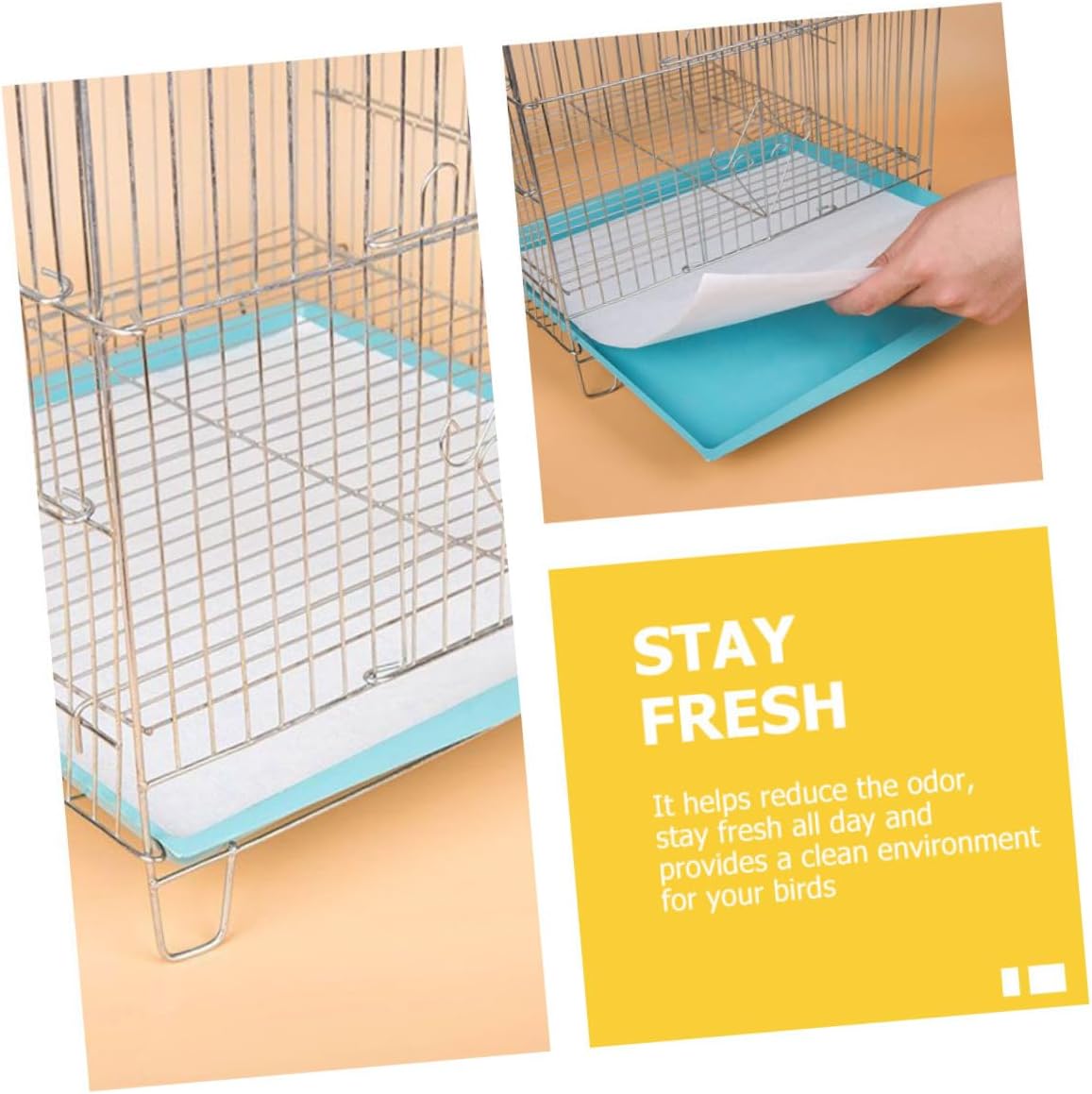 Totority 300pcs Disposable Birdcage Pad Thickened Paper Liners for Parrots Absorbent Cage Mats Square Easy to Clean for Parakeets and Birds