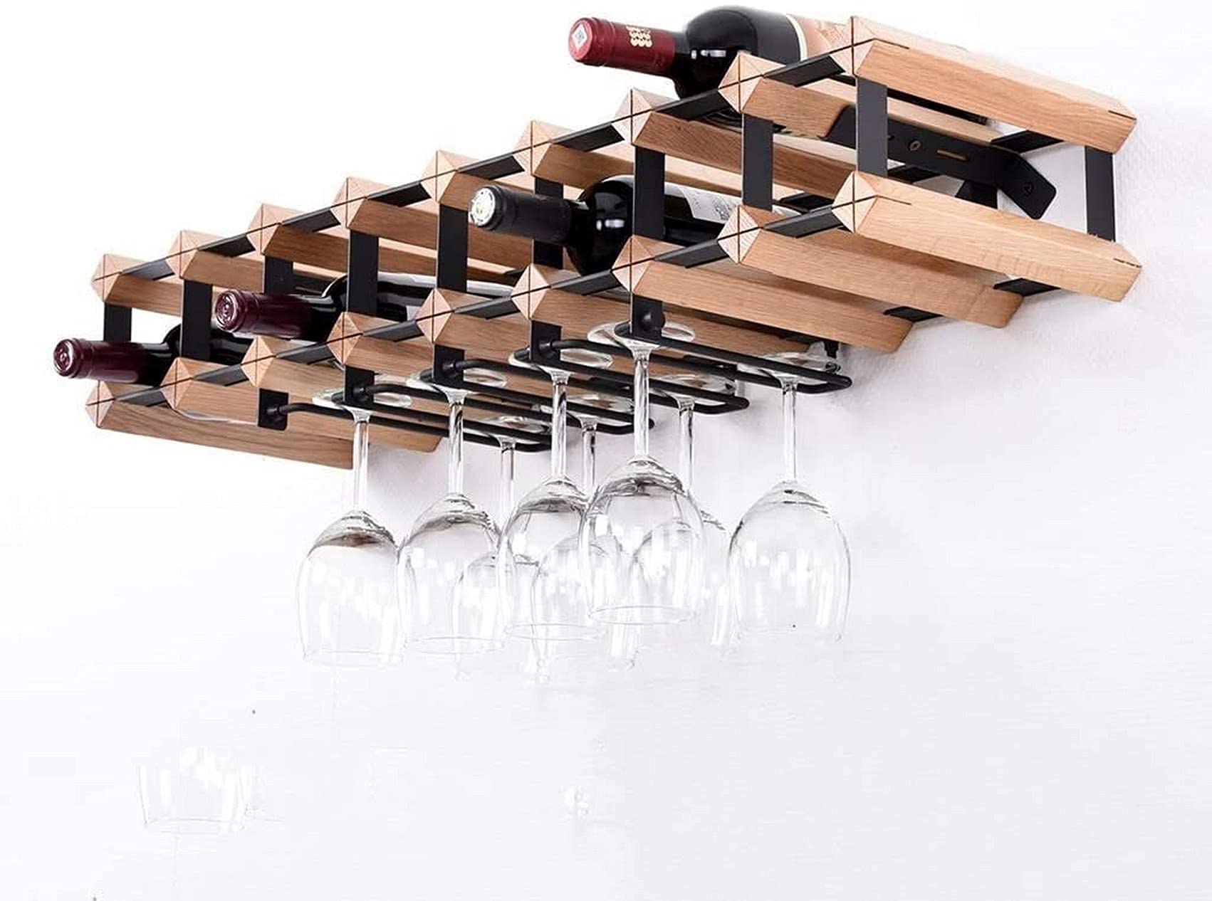 Support suspendu à suspension pour bouteilles de vin étagère à tasses de rangement murale