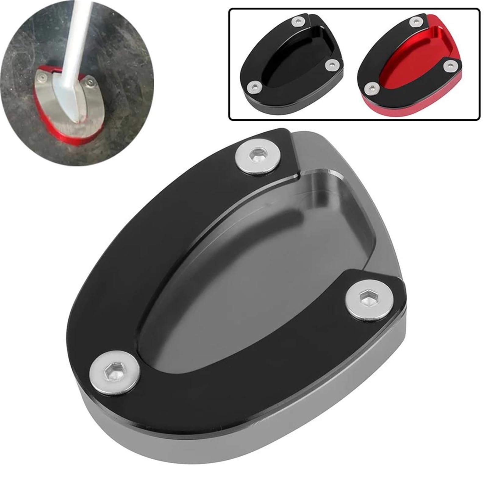 Podkładka wspierająca motocykl Podkładka Pod Nóżkę Boczną Motocykla Podpórka Powiększona Płyta Podpórka StreetTriple R675 675 675RX 765R 765S 765RS Podkładka rozszerzająca(Black)