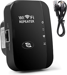 Wifi Extender Booster, 300Mbps WiFi Booster Range Extender, Plug and Play, Internet Signal Booster Amplifier Supports RP/AP Mode, 2.4G Network with Integrated Antennas LAN Port, UK Plug