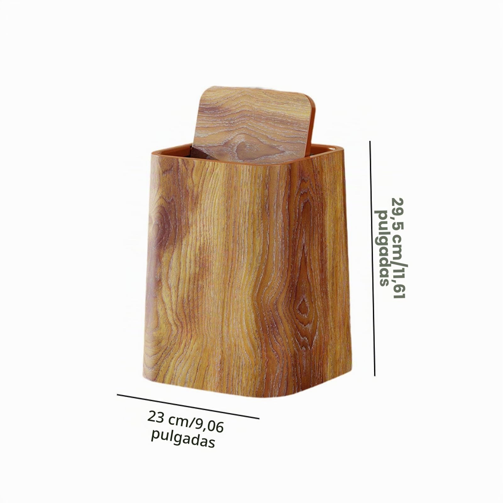 perfk Papelera Rústica, Papelera de Reciclaje, Papelera Decorativa Reutilizable de Grano de Madera, Papelera para Oficina, Granja, Dormitorio, Hogar, L with Cover