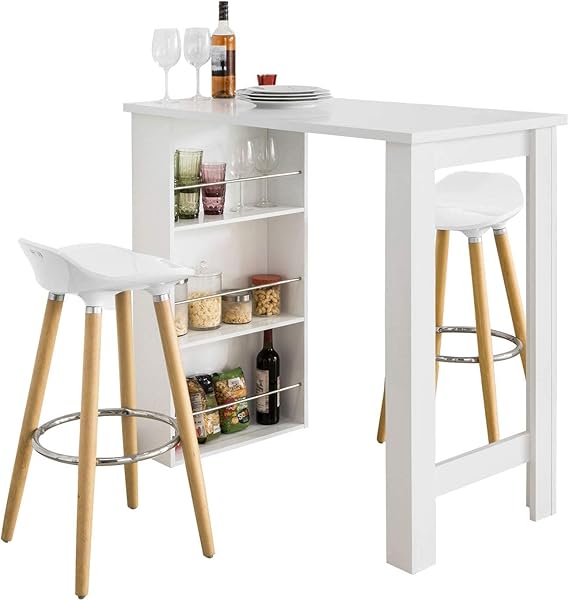 SoBuy FWT17 Bar Table Side Table Kitchen Counter with 3 Shelves and