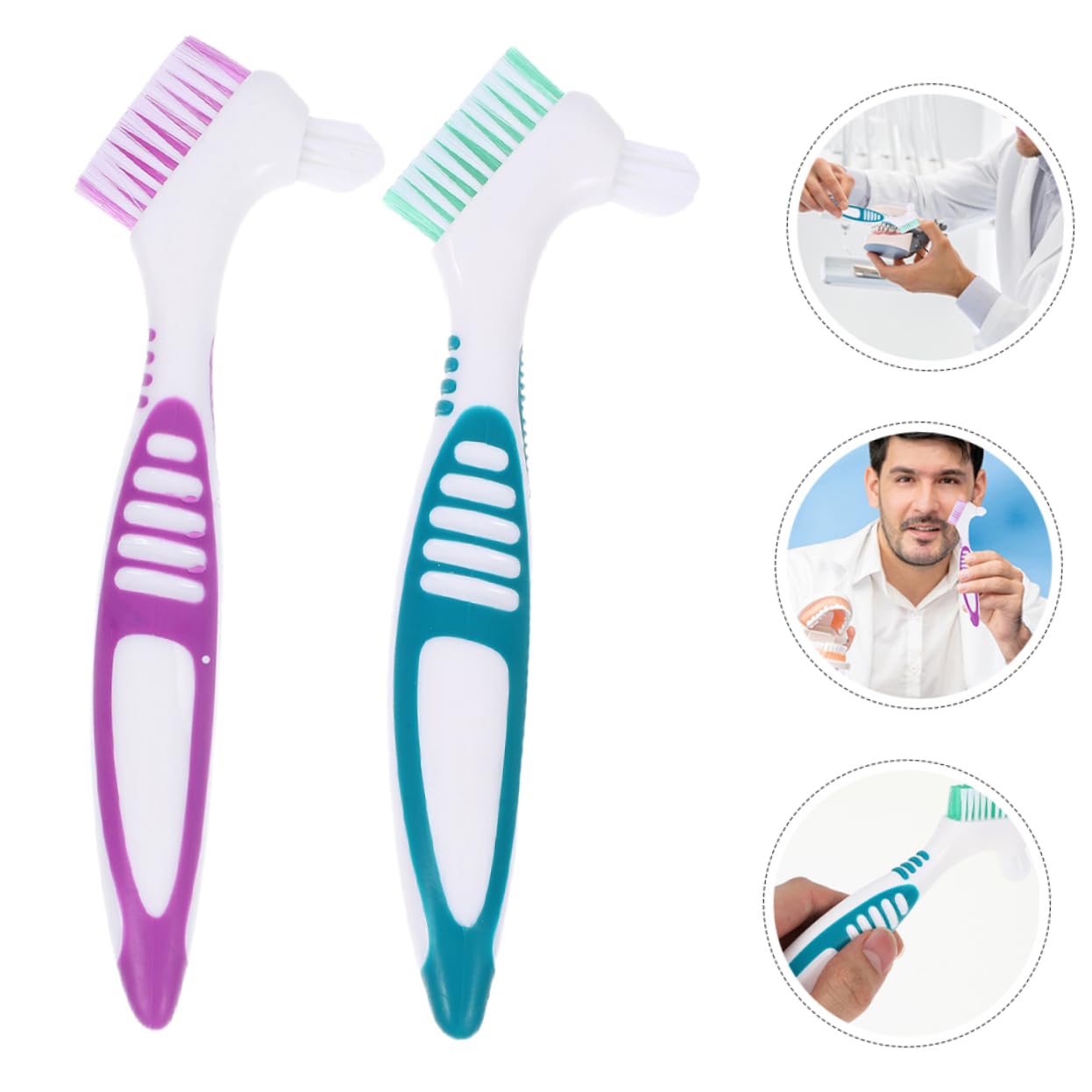 minkissy Lot De 5 Brosses À Dents À Double Poils Manche Ergonomique Poils Doux Outil De Soins Bucco-dentaires 4 Pièces X 5