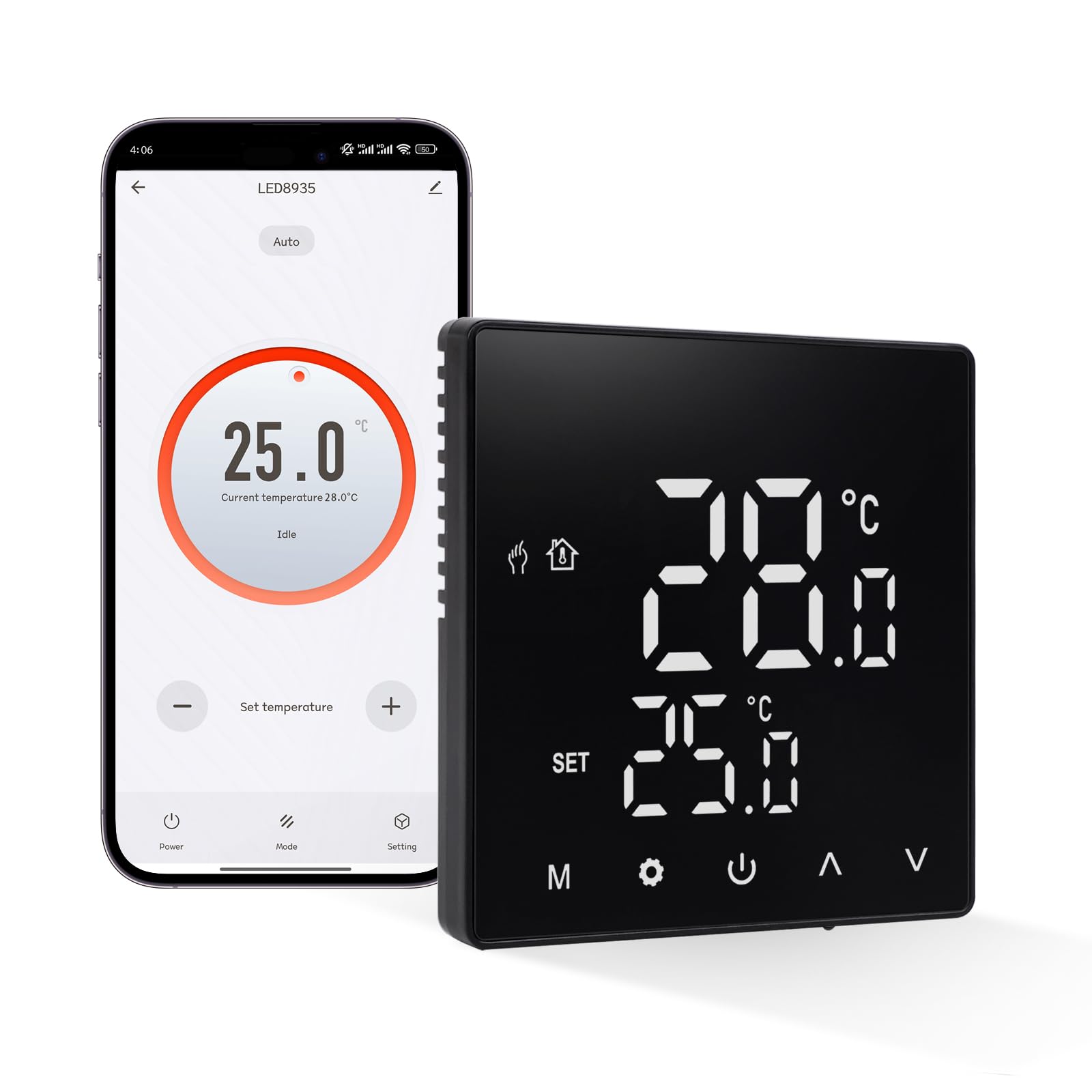 CNBINGO Thermostat intelligent pour chauffage au sol, Wi-Fi, 230 V, noir