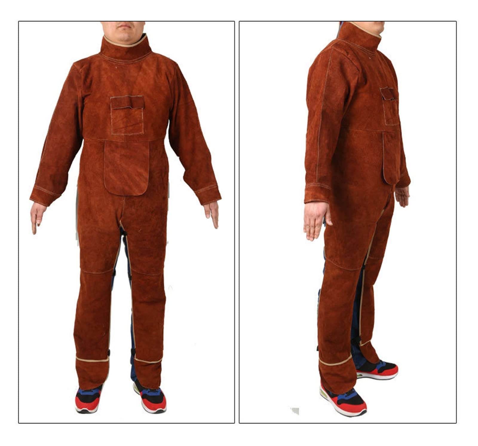 Hochleistungsschweißjacke Schweißkleidung for Männer Flammesistente Schweißer Schutzkleidung Schweißer Overall Lederschürze mit Ärmeln Hitzebeständig (Color : Model C, Size : XL)