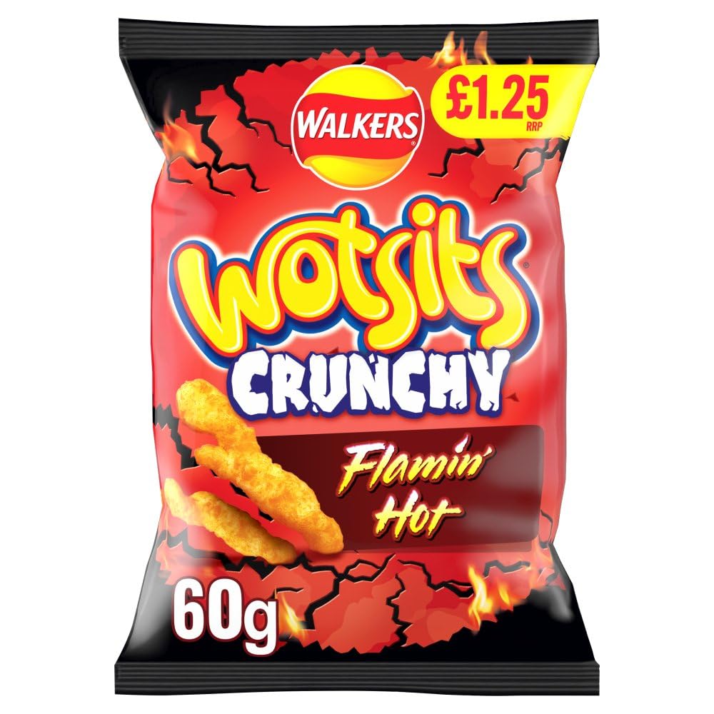 Wotsits Really Crunchy Flamin Hot Crisps 60g - Box of 15