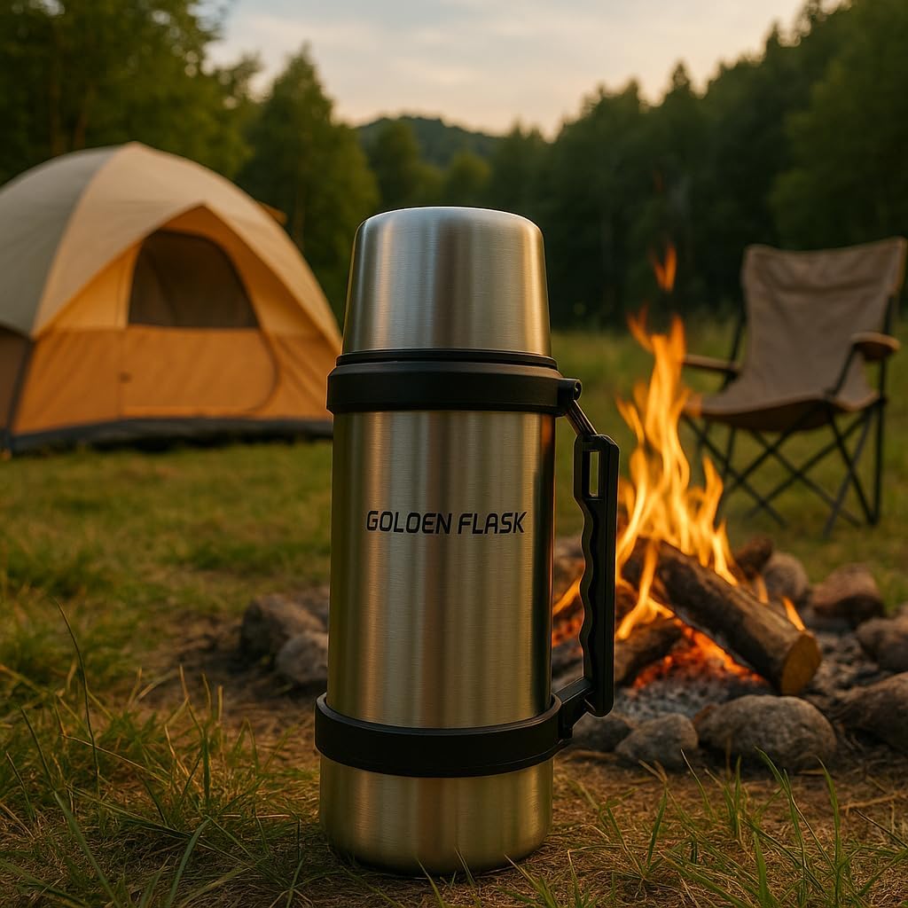 42Oz 1.2L Stainless Steel Insulated Water Bottle – Vacuum Flask with Handle & Strap, Keeps Drinks Hot or Cold for 24H, Leak-Proof, BPA-Free, Ideal for Travel, Hiking, Camping, Office - Image 2