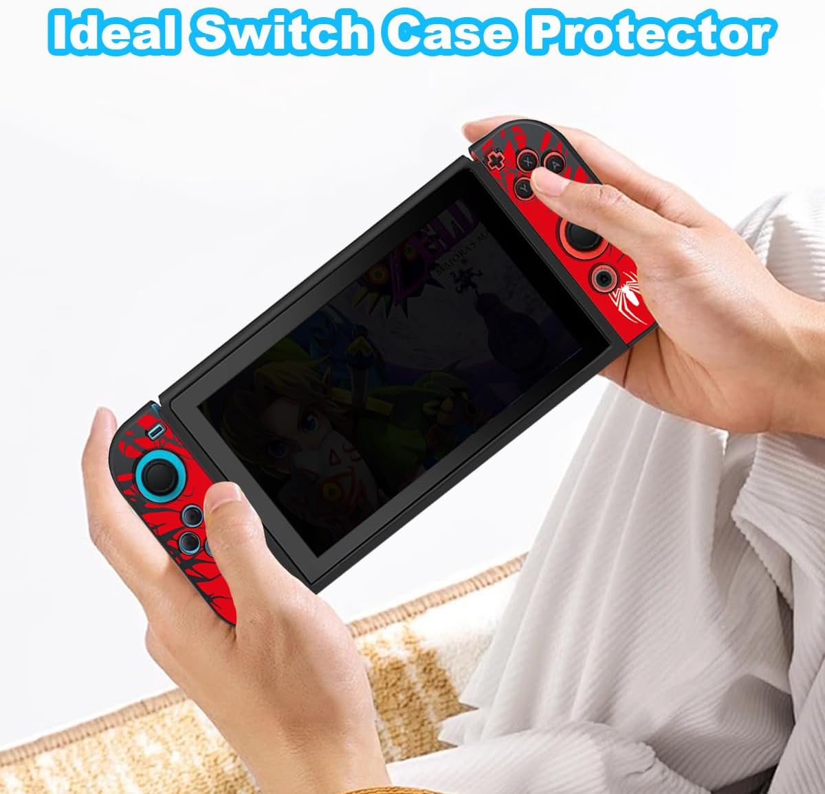 Protective Case for Nintendo Switch 2017, Silicone Switch Case Cute Travel Cases Grips Cover with Shock-Absorption & Anti-Scratch Soft Slim Shell Travel Protector Accessories Spider, Black