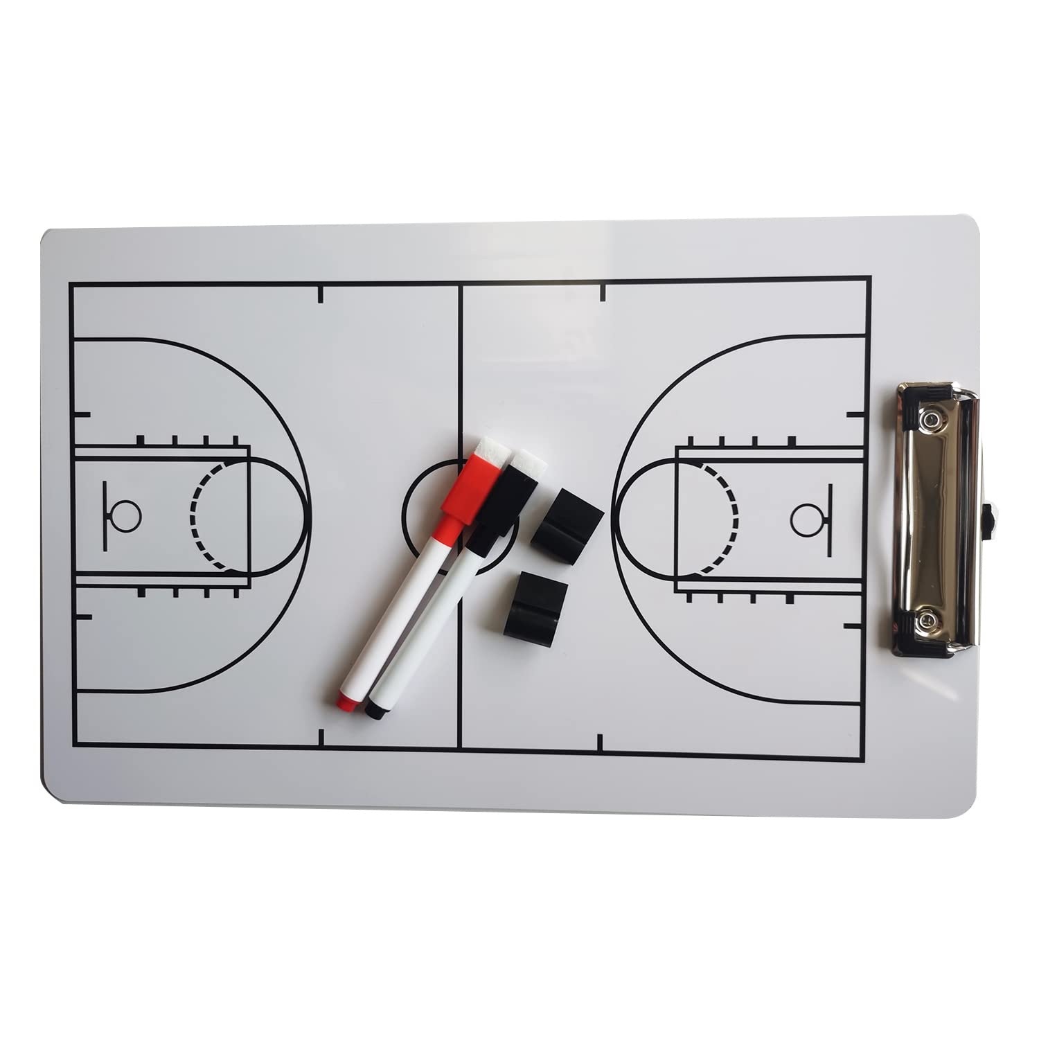 Tableau Tactique Effaçable à Sec Football/Basket - 35 X 22 Cm - Double Face (Terrain Complet Et Demi-terrain) - Pour Entraîneurs, Joueurs