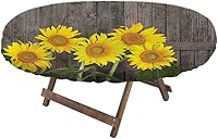 Vista 37 de Mantel ajustable de girasol, patrón de campo rural inspirado en el arte popular, casa de campo, granja, mantel impermeable para interiores y Verde