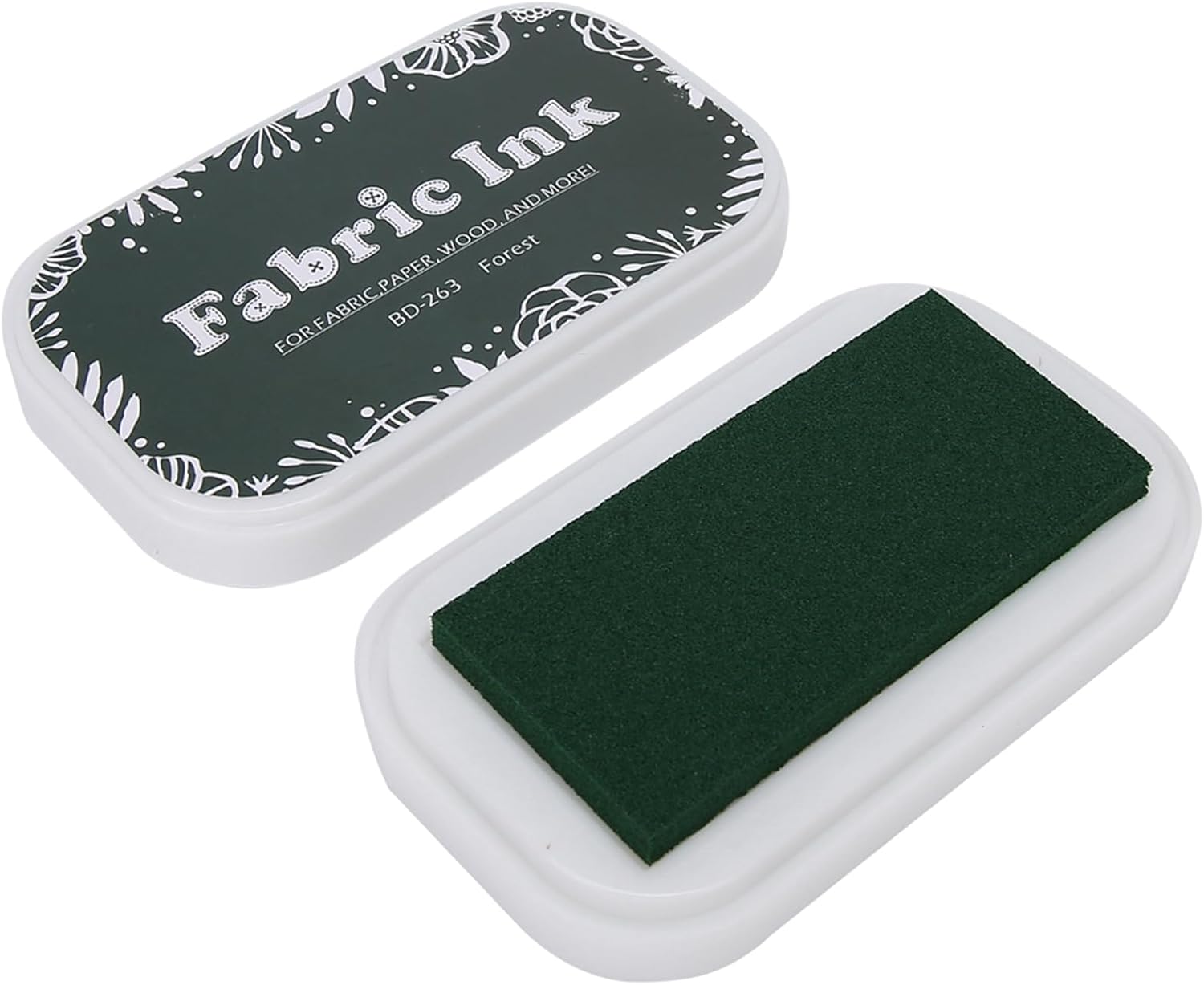 BORDSTRACT Ink Pad, 3.7 x 2.2 in White Sponge Ink Pad Rubber Stamps for DIY Crafts, Fabric, Wood, Paper and Embossing Projects (BD-263 Forest Green)