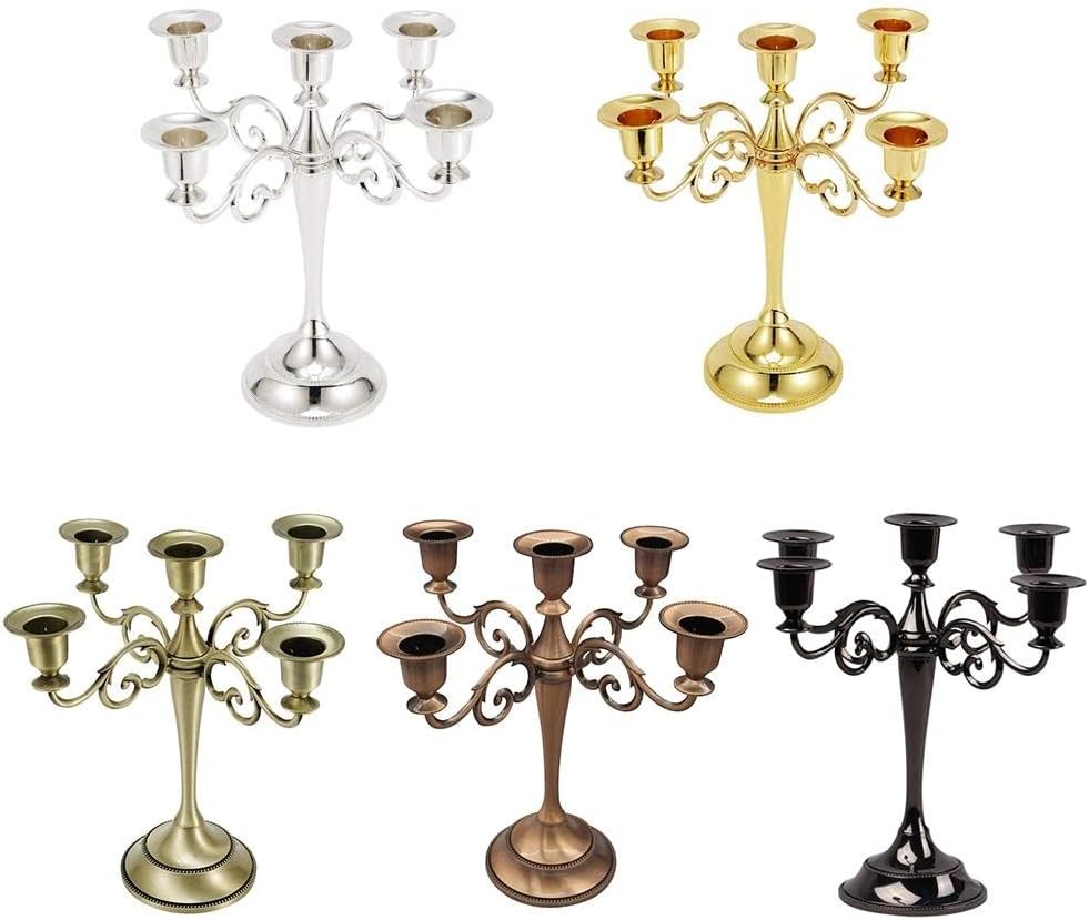 Vintage Metal Candlestick 5 arm Candle Holder Centerpiece