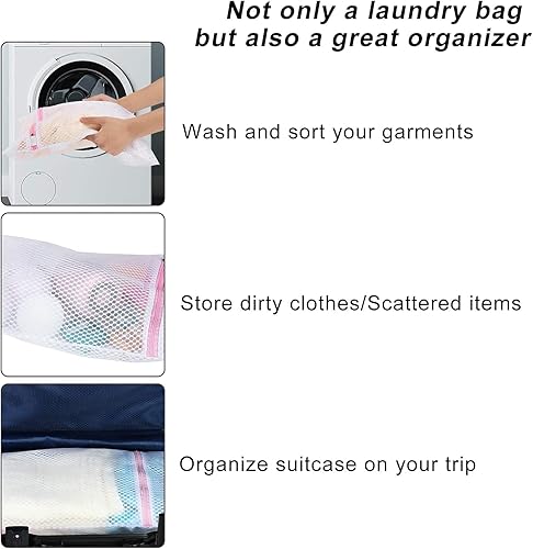 Miniatura 6 de GOGOODA Juego de 2 bolsas de lencería de malla para ropa delicada ideal para lavandería medias blusas ropa interior pantimedias calcetines juego de
