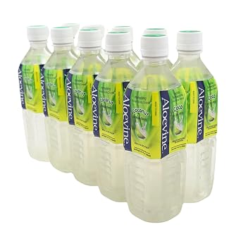 Aloevine Aloe Vera Drink Coconut healthy juice pure with chunks of aloe l 16.9 oz. 10 pack l plant based Vegetable Korean drinks