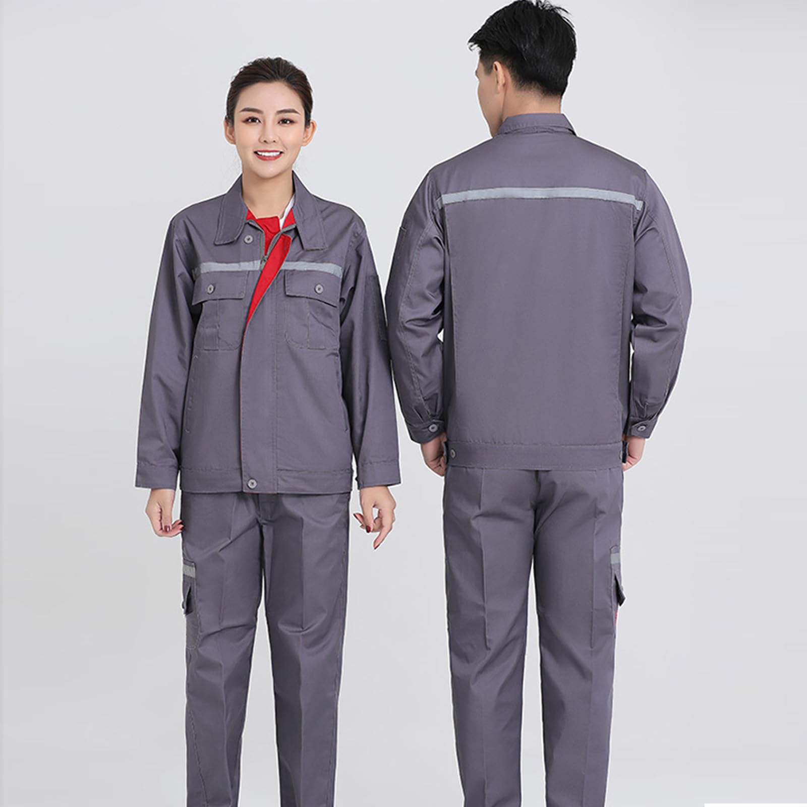 Manica Lunga Lavoro Tuta Meccanico Officina Di Riparazione Auto Uniforme Giacca E Pantaloni Con Striscia Riflettente