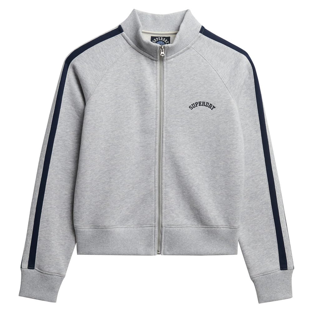Superdry Women's Glacier Grey Marl Essential Logo Track Full Zip Sweatshirt L