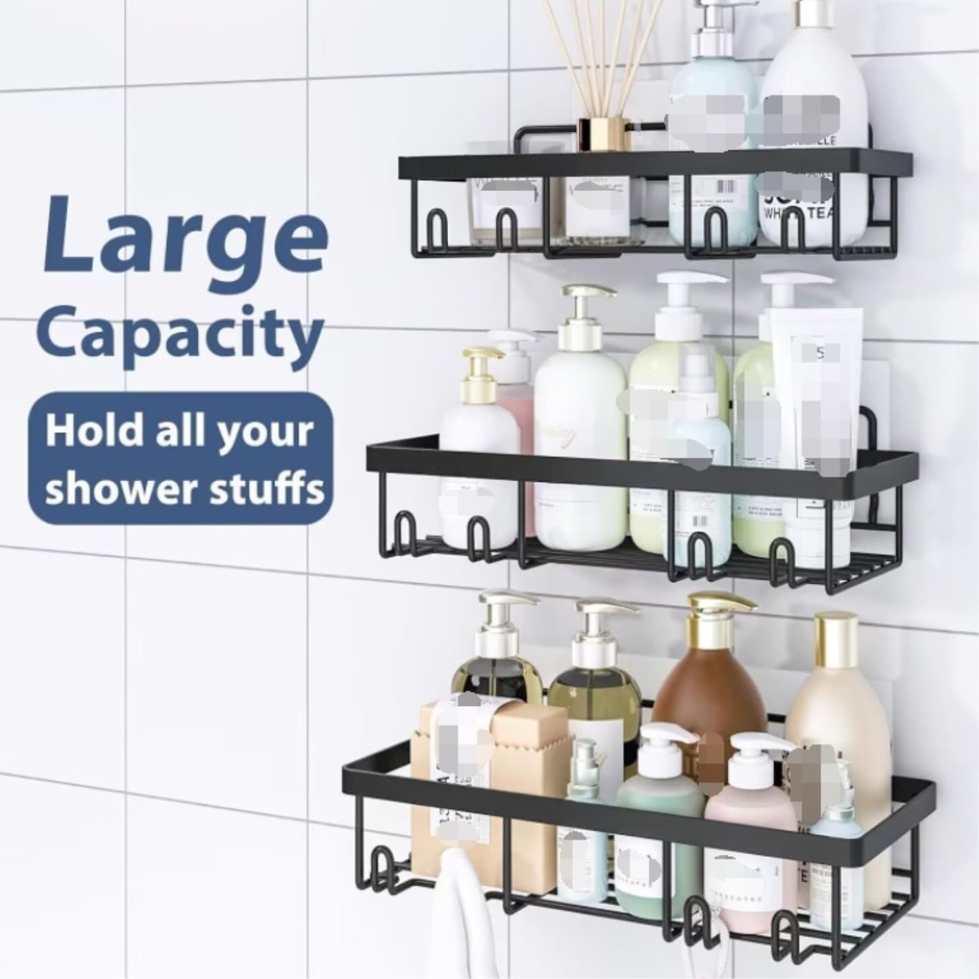 Mensola Doccia Portaoggetti Organizer per Doccia in Confezione da 3 per Riporre Il Ferro da Stiro per La Mensola della Doccia del Bagno Mensole Bagno Resistente