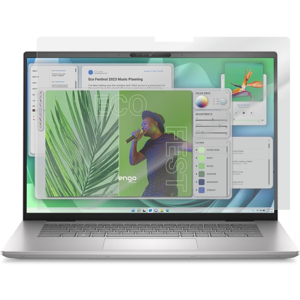 Engo Dell Inspiron 16 Plus 7630 16 İnç İle Uyumlu Mat Ekran Koruyucu Notebook, Yansıma Ve Parlama Önleyici Parmak İzi Bırakmayan Laptop Koruma, 9H Temperli Kırılmaz Esnek Nano Cam