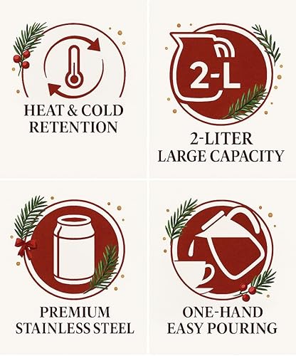 Miniatura 3 de Heritage66 2L Thermal Coffee Carafe with Cleaning Brush – Triple-Wall Vacuum Insulated Stainless Steel Dispenser, 12h Hot / 24h Cold, Wide-Mouth