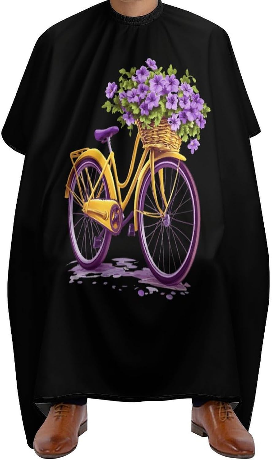 Yellow Bicycle with Flower Barber Cape Professional Hair Cutting Apron Hairdresser Cape for Men Women