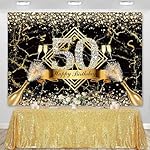 Sensfun Happy 50th Birthday Backdrop for Women Black Gold 50th Birthday Decorations Marble Texture Glitter Diamonds Fabulous 50 Years Old Photography Background Supplies Photo Props 7x5ft - Image 2