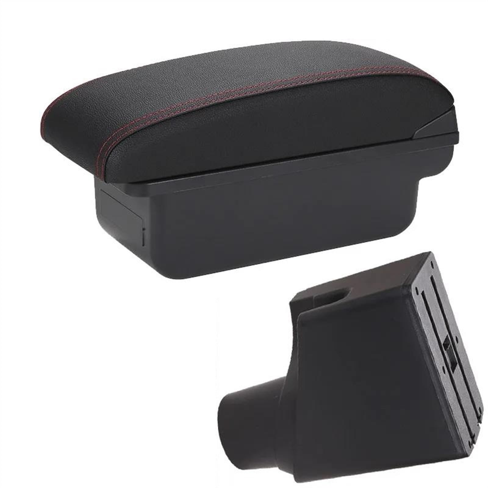 NOHEEU Car Armrest Special Storage Box Modified Parts For Yaris For Hybrid 2015-2023(C1 Black red NO USB)