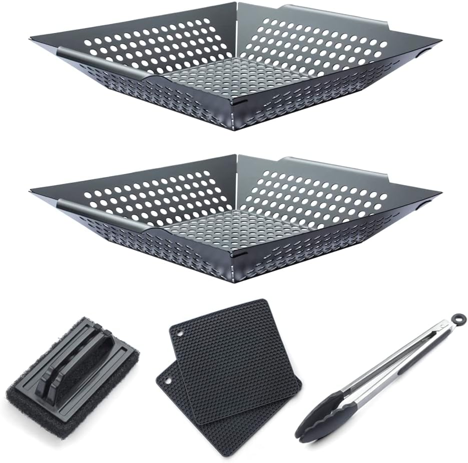 YouYue 6pc Grilling Basket Set Including 2 Versatile Nonstick Grilling Basket, 1
