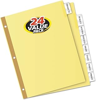 Avery 8-Tab Binder Dividers, Insertable Clear Big Tabs, 24 Sets (11115)