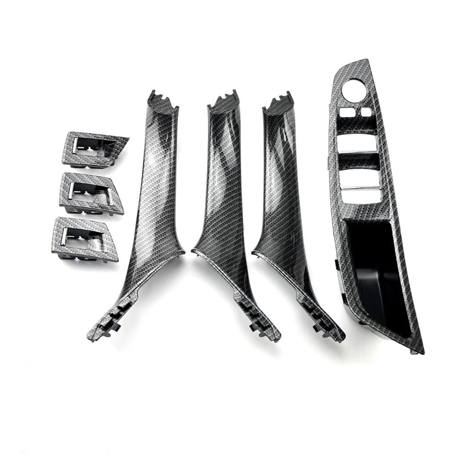 Trqiimpbh Carbonfiber Rhd 7Pcs Car Interior Door Handles Rhd For 5 Series For F10 For F11 For 520I For 523I For 525I For 528I For 530I 2010-2017 Car Right Interior Door Handle Cover(Carbonfiber Rhd 7Pcs)