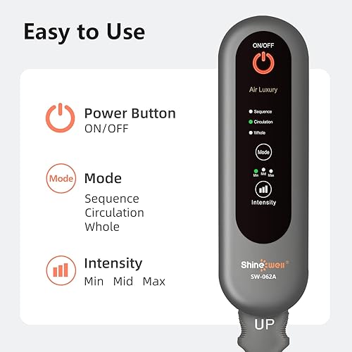 Miniatura 6 de SHINE WELL Masajeador de compresión de piernas, masajeador de compresión de aire para circulación y alivio del dolor, 3 modos, 3 intensidades, 2