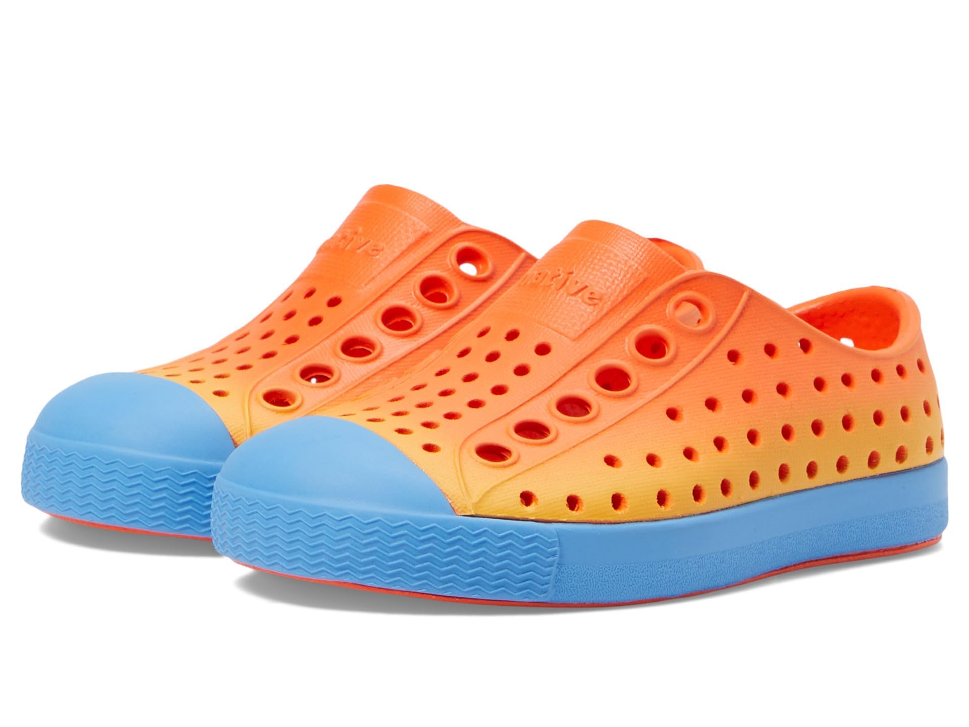 Native Shoes Kids Unisex Jefferson Sugarlite Ombre (Toddler) LaFlame Orange/Resting Blue/LaFlame Spicy Ombre 4 Toddler M