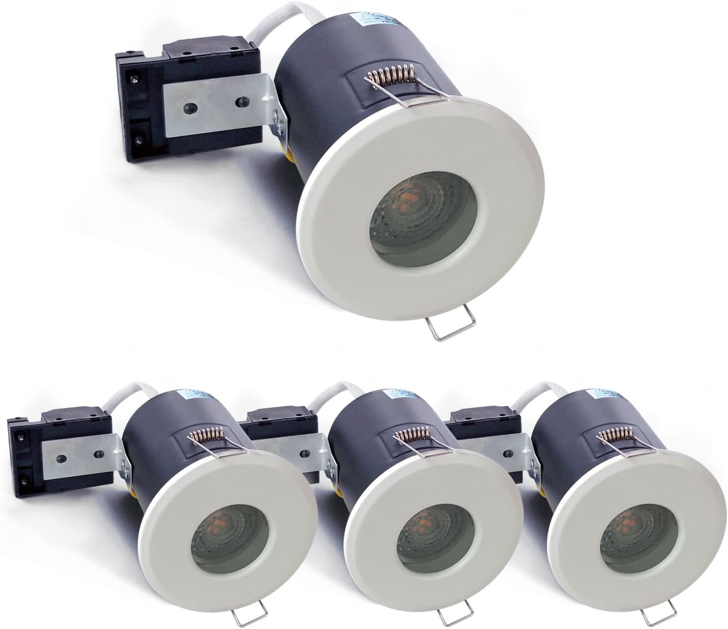 Focos Empotrable Ignífugo GU10, Blanco IP65 Techo Focos Estanco Baño, AC220-240V Downlight LED Techo Interior, Agujero ø68-75mm, Juego de 4(Bombilla no incluida).