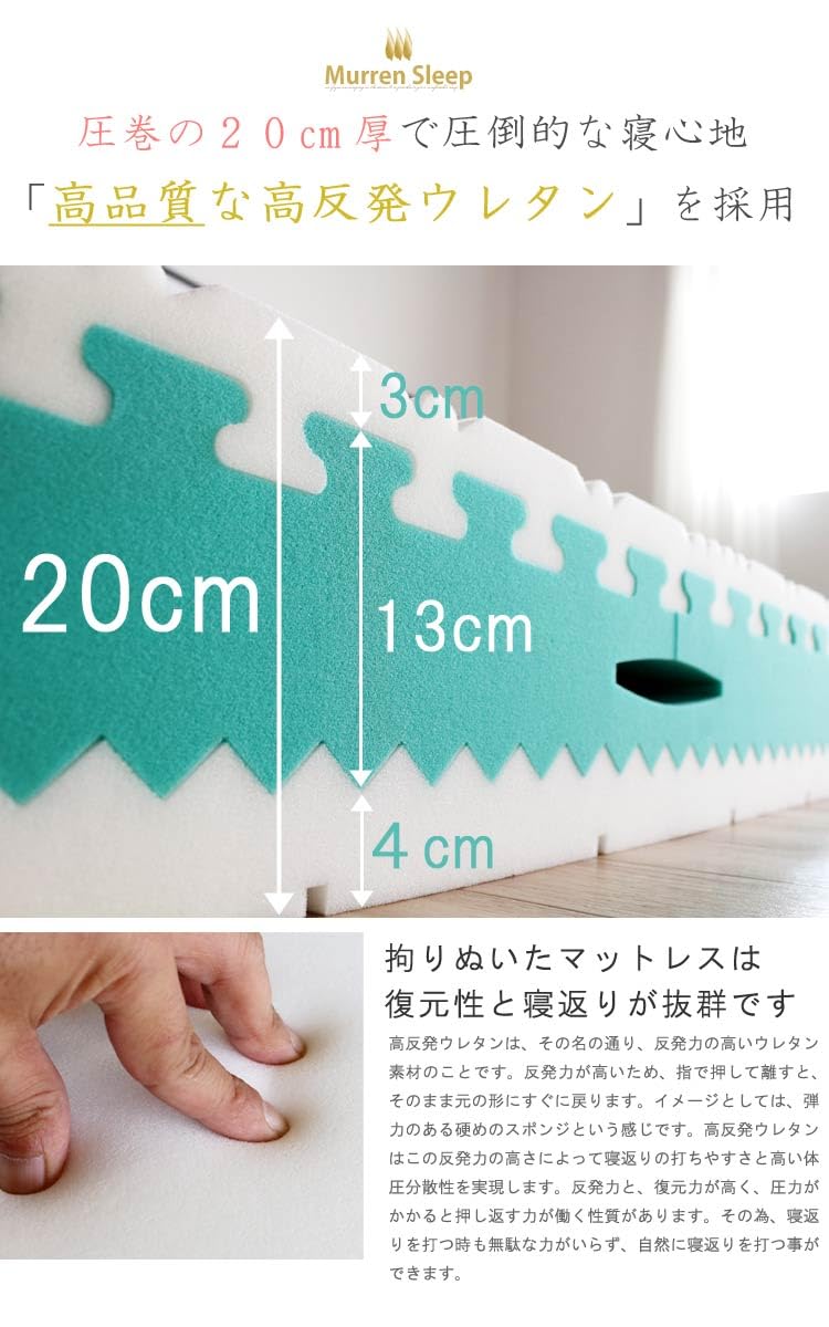Amazon｜高反発 マットレス 極厚20cm シングル 高弾性 35D/30D 7層 体