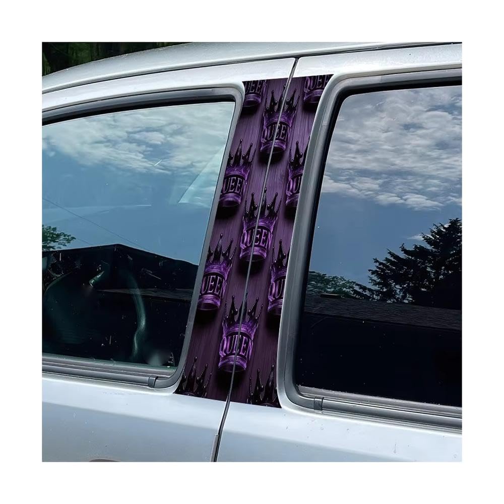 Bertdcx One Color Car Pillar Decals Waterproof Stickers Queen Crown Glossy Protective Polyethylene Film Auto Parts