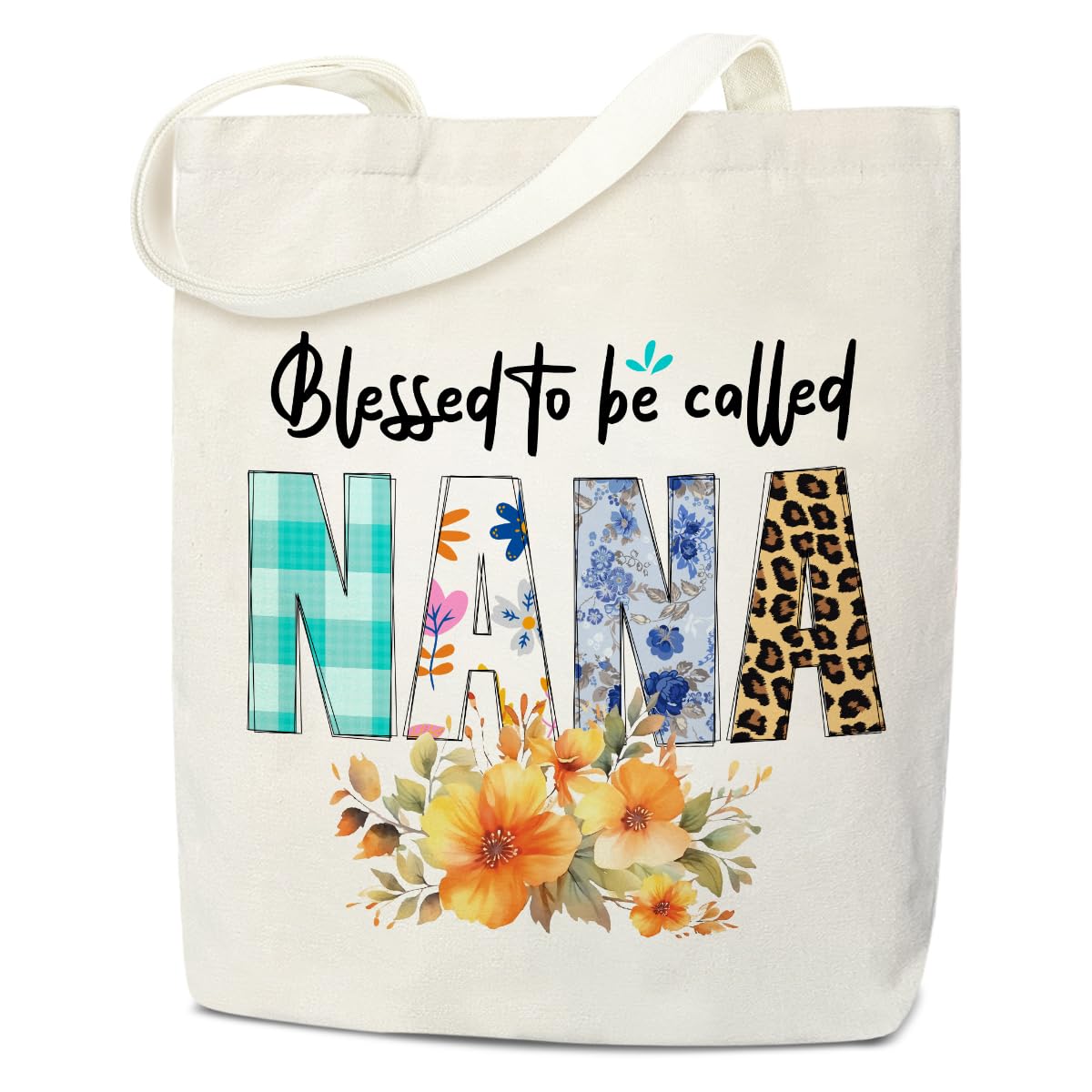 Nana Tote Bag Aesthetic, Nana Gifts for Grandma Canvas Floral Tote Bag for Women, Grandma Grandmother Gift, Grandma-To-Be Gifts for Nana Gigi Nanny, Shopping Reusable Grocery Beach Shoulder Bag /A57