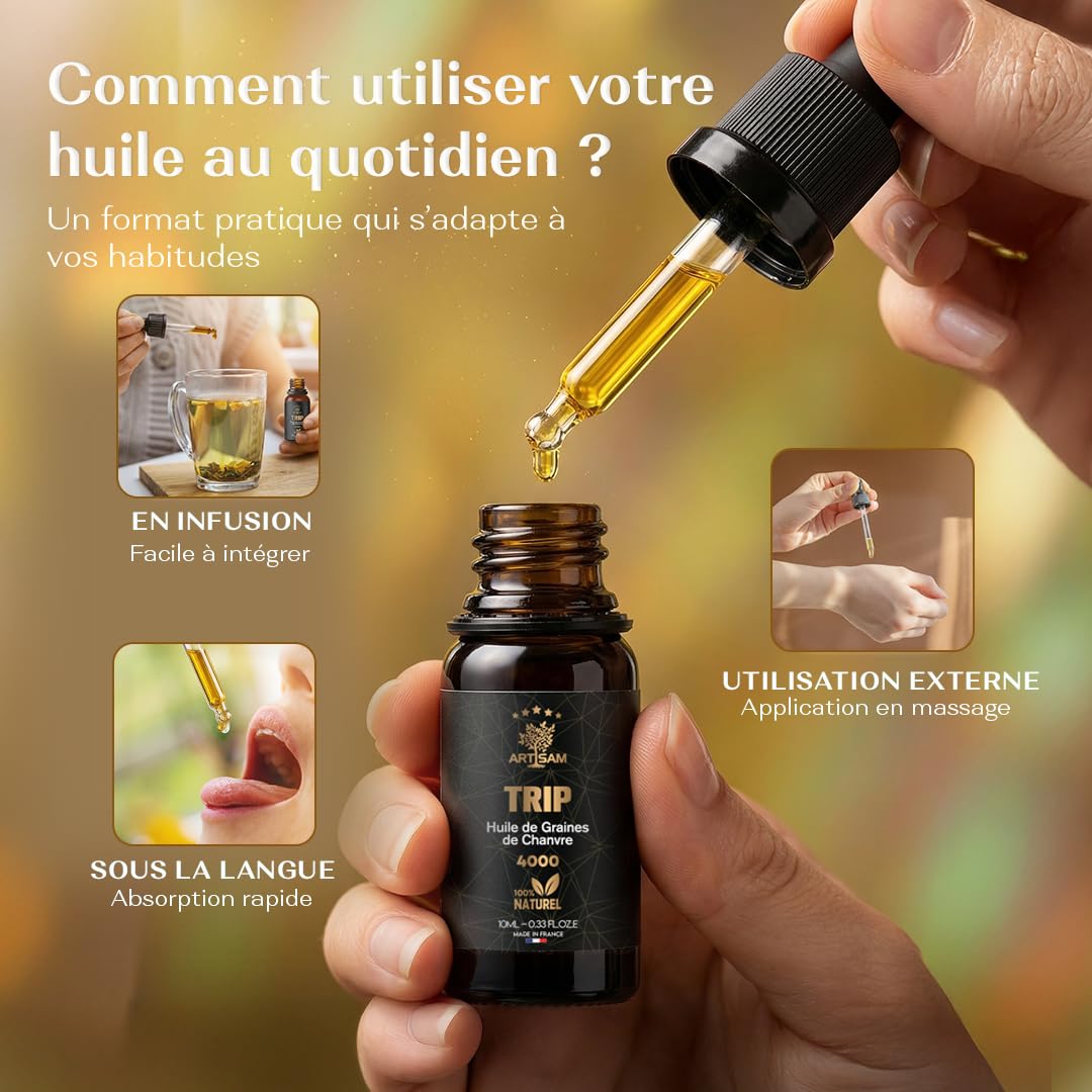 ARTISAM Huile de Graines de Chanvre Bio 4000 – Pressée à froid – Goût Neutre – Routine Bien-Être – Idéale Concentration & Détente – Vegan (Huile de graine de chanvre 4000)