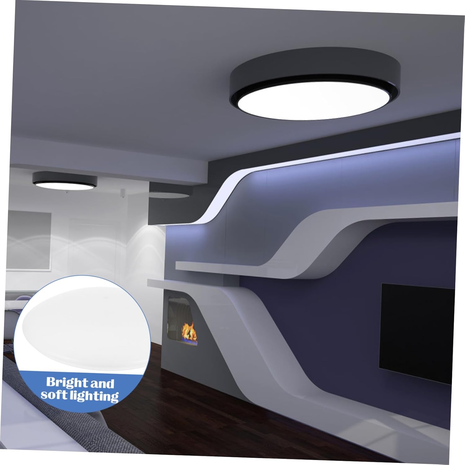 Round Ceiling Light Cover Lamp Shade with High Transmittance Elegant Contemporary Design for Bedroom Dining Bathroom Light Diffuser Film Fixture